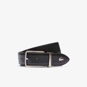 Lacoste Engraved Solki Reversible Pique Nahkaiset Mustat | KTH-591837