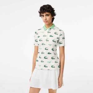 Lacoste Golf Crocodile Print Valkoinen Vihreä | OYE-049136