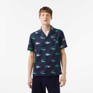 Lacoste Golf Printed Lyhyt-Sleeve Laivastonsininen Sininen | NLG-106743