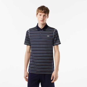 Lacoste Golf Recycled Polyester Stripe Laivastonsininen Sininen Vaaleanvihreä Valkoinen Beige | QGT-874569