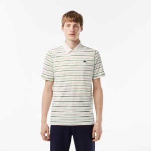 Lacoste Golf Recycled Polyester Stripe Valkoinen Beige Laivastonsininen Sininen Vihreä | HVR-074839