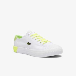 Lacoste Gripshot Canvas and Nahkaiset Valkoinen Keltainen | YKJ-031694