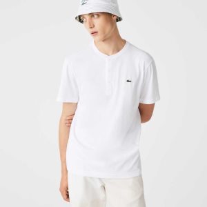 Lacoste Henley Neck Pima Puuvilla Jersey Valkoinen | IAH-972481