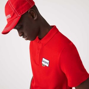 Lacoste Heritage Regular Fit Badge Puuvilla Pique Punainen | KYB-536914