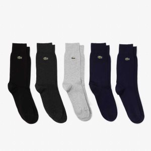 Lacoste High-Cut Organic Puuvilla Five-Pack Laivastonsininen Sininen Harmaat Harmaat Mustat | MBD-183467