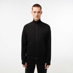 Lacoste High-Neck Puuvilla Blend Zip Mustat | CFI-973508
