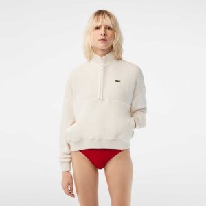 Lacoste High-Neck Terry Cloth Half Zip Valkoinen | ZPR-219543