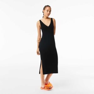 Lacoste Hihattomat Knit Midi Mustat | DUY-134725