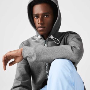 Lacoste Hupullinen Puuvilla Blend Lettered Zip Harmaat | AQK-354819