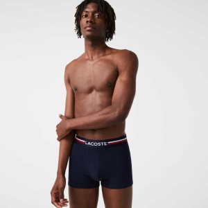 Lacoste Iconic Three-Tone Waistband Trunk 3-Pack Laivastonsininen Sininen Harmaat Punainen | AJL-597048