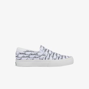 Lacoste Jump Serve Canvas Printed Slip-On Valkoinen Valkoinen | CWB-395470