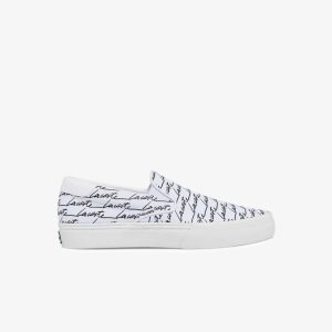 Lacoste Jump Serve Canvas Printed Slip-On Valkoinen Mustat | CXD-210763