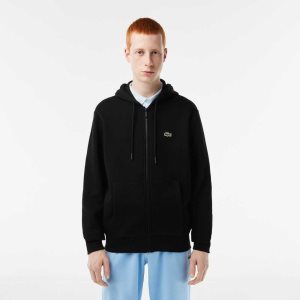 Lacoste Kangaroo Pocket Fleece Zipped Mustat | ZCE-396471