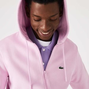 Lacoste Kangaroo Pocket Fleece Zipped Pinkki | XPY-751203