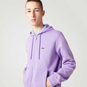 Lacoste Kangaroo Pocket Fleece Zipped Sweatshirt Violetit | AFT-874563