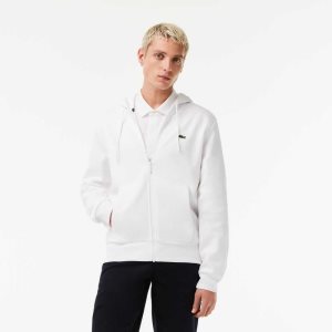 Lacoste Kangaroo Pocket Fleece Zipped Valkoinen | LGC-318759