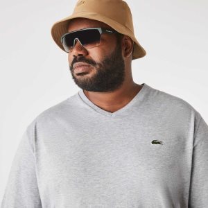 Lacoste Korkeat Fit Ribbed V-Neck Puuvilla Polo Harmaat | FYD-546278