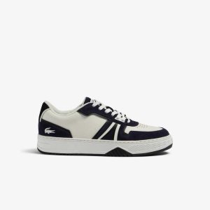 Lacoste L001 Nahkaiset Valkoinen Laivastonsininen | TUH-681520