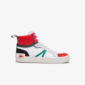 Lacoste L004 Mid Nahkaiset Valkoinen Punainen | MTJ-728516
