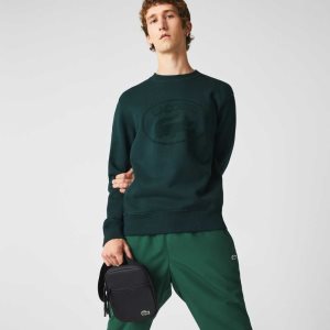 Lacoste LCST Coated Canvas Small Litteät Crossbody Mustat | OHT-563712