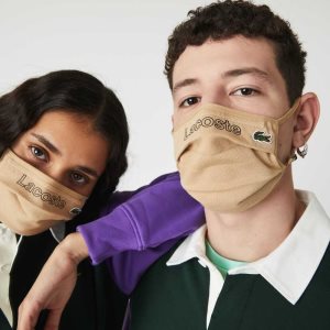 Lacoste LIVE Face Protection Mask print and adjustable Beige | PYG-548392