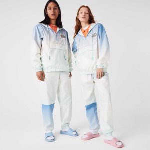 Lacoste LIVE Kevyet Pullover Windbreaker Sininen Valkoinen Turkoosi | TZC-890213