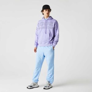 Lacoste LIVE Loose Fit Hupullinen Print Fleece Violetit | BXF-264308