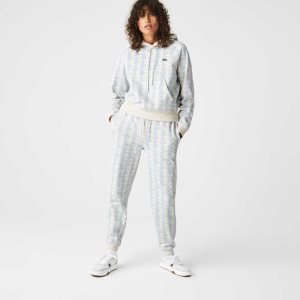 Lacoste LIVE Monogram Design Fleece Tracksuit Valkoinen Sininen | ELJ-307542