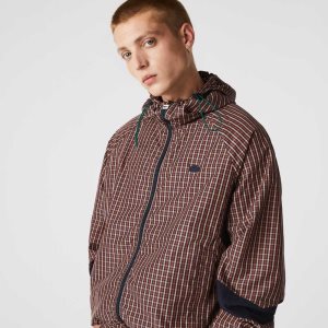 Lacoste LIVE Zip Hood Light Check Laivastonsininen Sininen Valkoinen | YCG-764825