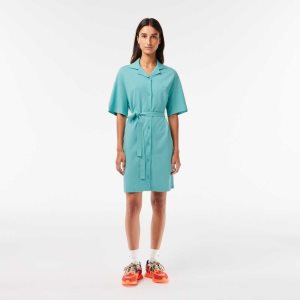 Lacoste Linen/Puuvilla Blend Belted Button Minttu | GPQ-721805