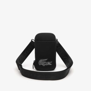 Lacoste Logo Strap Smartphone Holder Mustat | ARE-853179