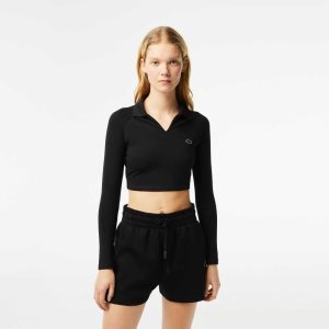 Lacoste Long Sleeve Recycled Polyamide Lyhyt Mustat | QFI-460295