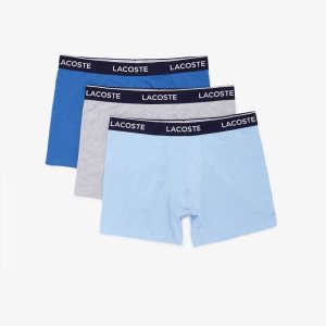 Lacoste Long Stretch Puuvilla Bokserin Brief 3-Pack Sininen Harmaat | EXM-985706