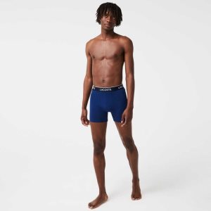 Lacoste Long Stretch Puuvilla Bokserin Brief 3-Pack Laivastonsininen Sininen Punainen Laivastonsininen Sininen | QEG-485697