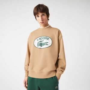 Lacoste Loose Fit Branded Monogram Print Beige | LAT-560241