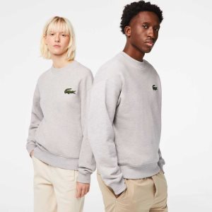 Lacoste Loose Fit Crocodile Badge Harmaat | NKB-247895