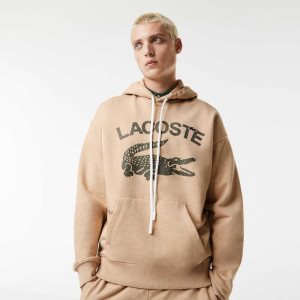 Lacoste Loose Fit Crocodile Hupullinen Beige | BOE-801957
