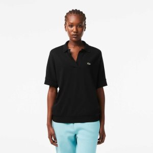 Lacoste Loose Fit Flowy Pique Mustat | IOX-365274