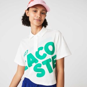 Lacoste Loose Fit Lyhyt Print Organic Puuvilla Valkoinen | HSL-607521