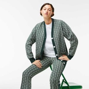 Lacoste Loose Fit Monogram Print Cardigan Vihreä Beige | APM-518793