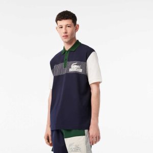 Lacoste Loose Fit Organic Puuvilla Laivastonsininen Sininen Valkoinen Vihreä | OSH-961835
