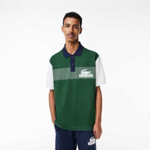 Lacoste Loose Fit Organic Puuvilla Vihreä Valkoinen Laivastonsininen Sininen | PUX-372809