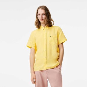 Lacoste Lyhyt Sleeve Linen Keltainen | FYT-912784