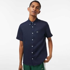 Lacoste Lyhyt Sleeve Linen Laivastonsininen Sininen | RWS-421963