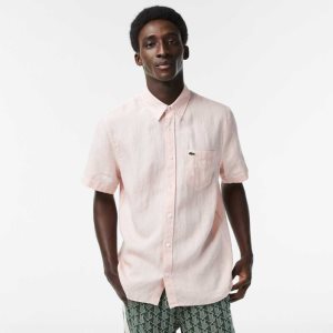Lacoste Lyhyt Sleeve Linen Vaaleanpinkki | HSN-925813