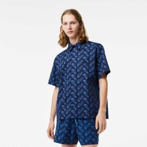 Lacoste Lyhyt Sleeve Vintage Print Laivastonsininen Sininen Sininen | DVY-325086