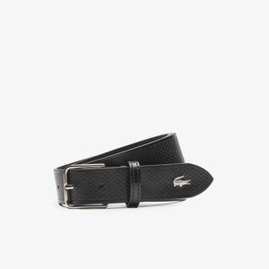Lacoste Metal Crocodile Stitched Nahkaiset Mustat | WOE-546819