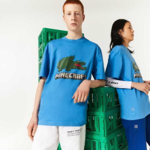 Lacoste Minecraft Print Organic Puuvilla T-Shirt Sininen | EMG-403579