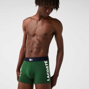Lacoste Mismatched Stretch Puuvilla Trunk 3-Pack Vihreä Laivastonsininen Sininen Valkoinen | DCL-962480