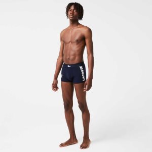 Lacoste Mismatched Stretch Puuvilla Trunk 3-Pack Laivastonsininen Sininen Valkoinen Harmaat Laivastonsininen Sini | NWH-746198